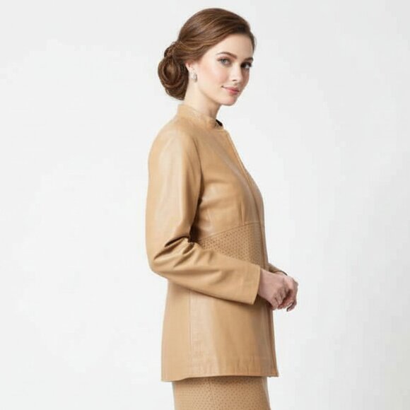 RARE Nwt TERRY LEWIS 100% Leather Suit Skirt  Jacket: M /  Skirt: 6P - Picture 3 of 5